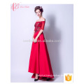 Elegante Brilhante Vermelho Draggle-tail A Line Lace Appliqued Women Evening Dress